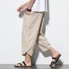 Summer Men Chinese Style Cotton Linen Harem Pants Men Streetwear Breathable Beach Pants Male Casual Calf-Lenght Trousers