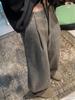 Women's 2025 Winter Gray Wool Wide-Leg High-Waist Relaxed Pants Plus Size