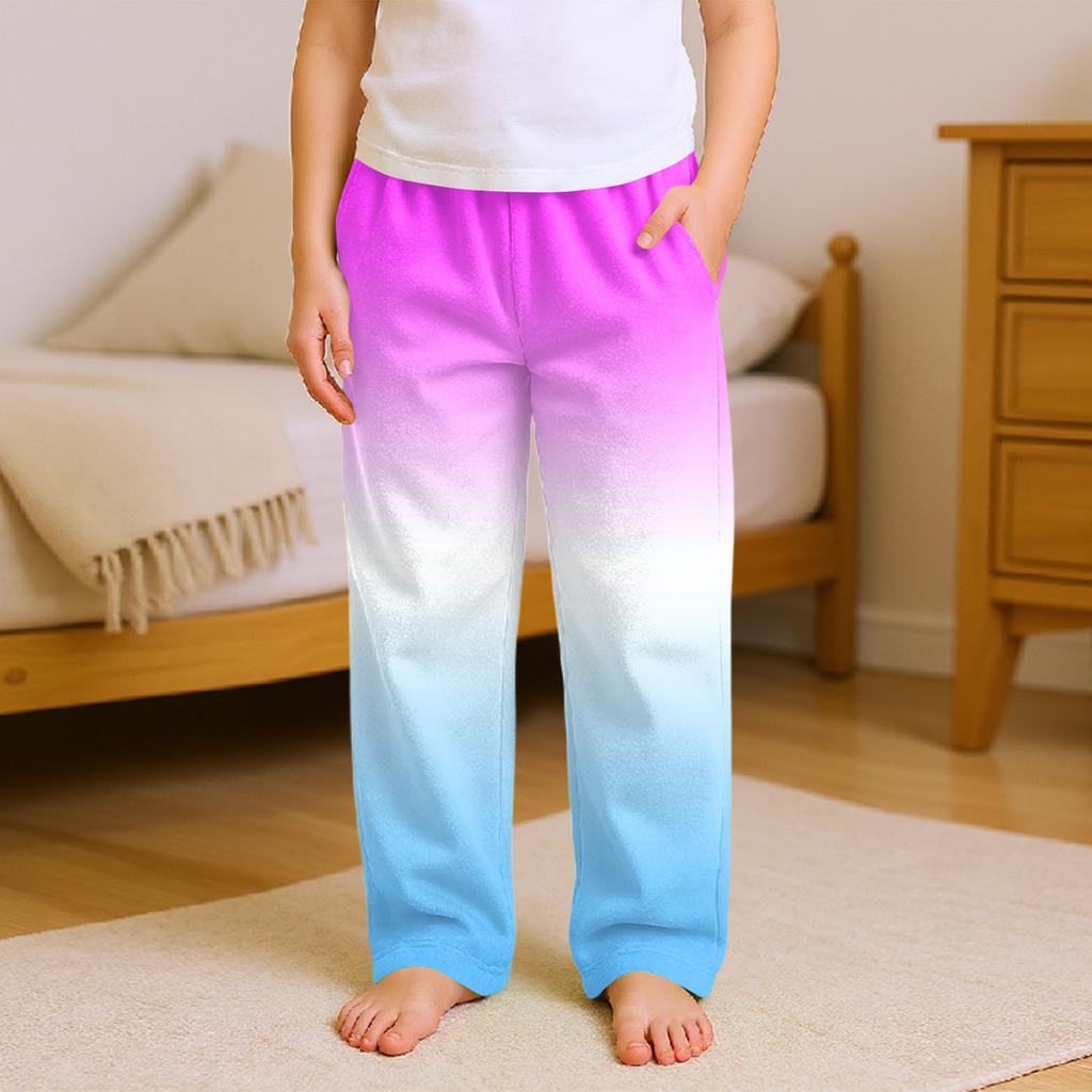 Fashionable Children's Versatile Gradient Print Pocket Casual Pants
