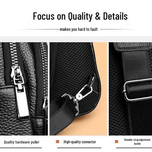 Men's Genuine Leather Crossbody Shoulder Bag - Korean Style Trendy Fashion, Chest Bag Business Top Layer Cowhide