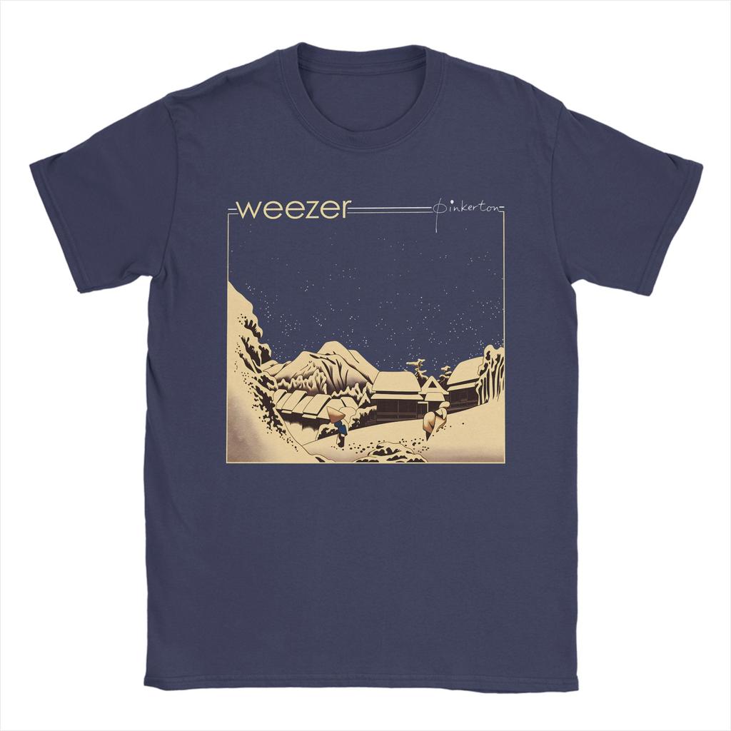 Weezer Band T Shirt Beach  Cotton T Shirts For Men Trending Custom Logo Tee Shirt Short Sleeves Y2K Funny Tees