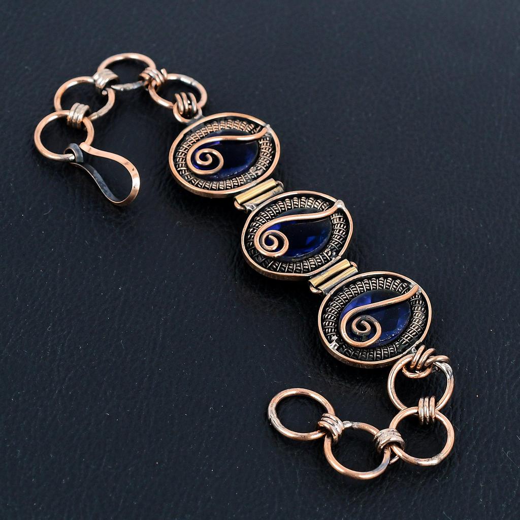Iolith Armband, 999 Kupferdraht umwickelter Edelsteinschmuck, Handgefertigtes Armband Erstaunlicher Schmuck, Geschenk für Sie