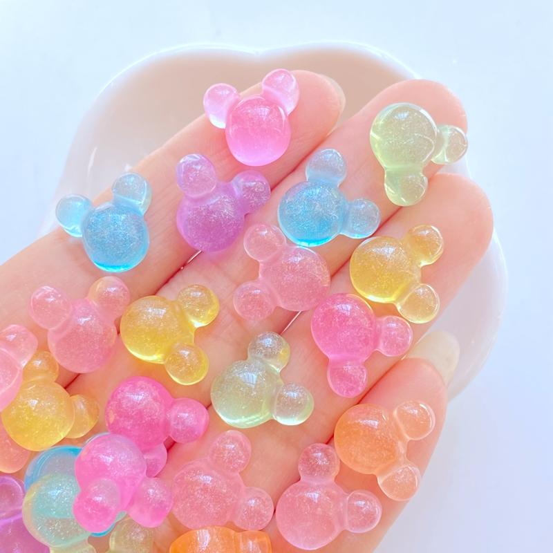 30Pcs New Cute Mini Star, Heart-Shaped Square Flower Flat Back Resin Cabochons DIY Jewelry Craft Decoration Accessorie
