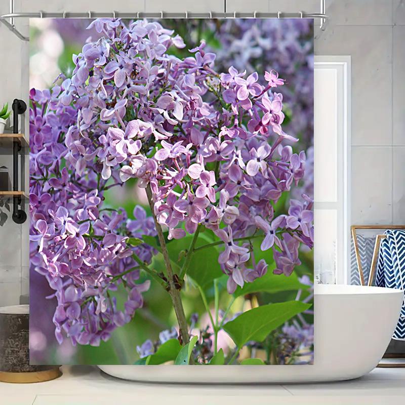 

Beautiful Lavender Flowers Shower Curtain High-Quality Decorative Home Textile For Bathroom Pink Purple Floral Print Perfect Gif W60H190(CM)-1 Pcs