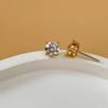 S925 Sterling Silver Four-Prong Set Cubic Zirconia Stud Earrings, Gold-Plated Fashion Design