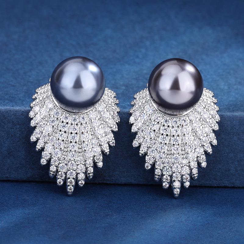 

Spring Women s Grey Pendant Fresh and Sweet Ring Korean Grey Earring Set