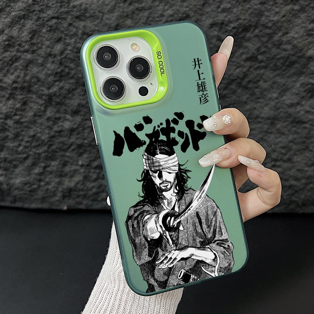 Japanese Swordsman Anime Phone Case for iPhone 17 Air 16 16e 15 14 Plus 13 12 11 Pro Max X Xs XR 8 Colorful Silver Hard Cover
