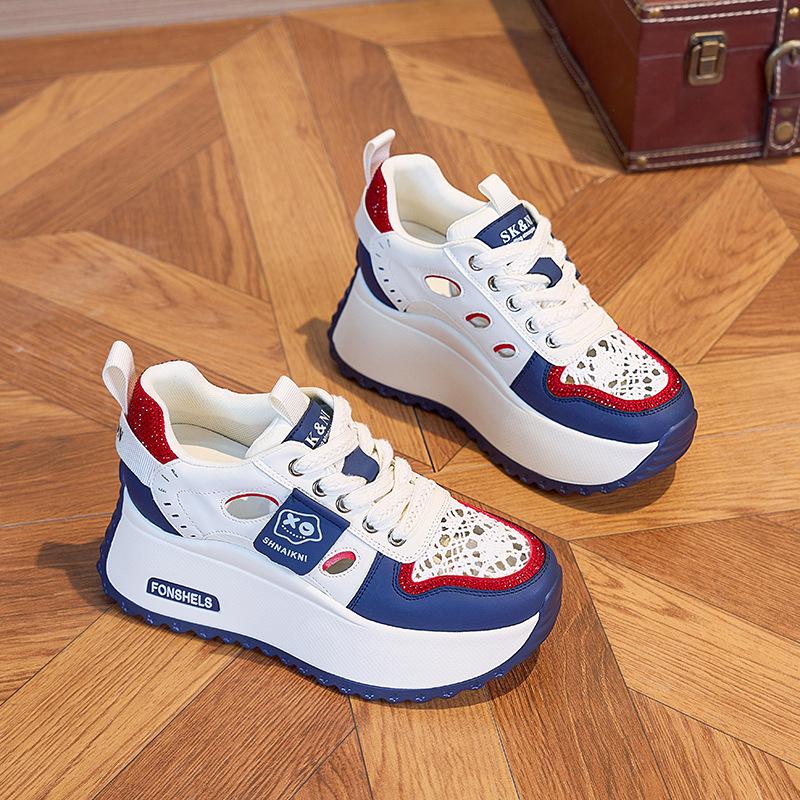 

2025 summer new fashion platform Forrest Gump increase trend leather versatile women s casual shoes sports shoes 40 синий