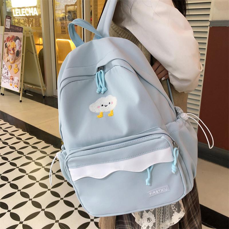 Cartoon Women's Backpack Student Large Capacity School Bag Color Block Campus Backpack