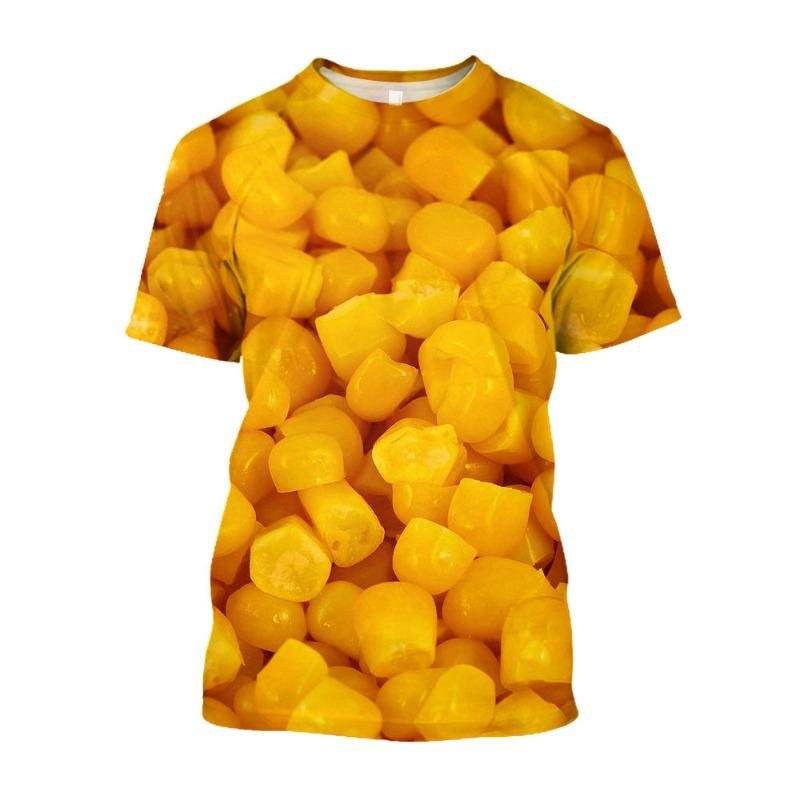 Corn Graphic T Shirt For Men Clothing Cool 3D Print Coarse Food Grain T-shirt Funny Kids Short Sleeved T-shirt Casual Women Tee