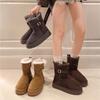 Thick-soled medium tube snow boots women's 2025 winter new Northeast two wear piled thickened warm fur integrated cotton boots