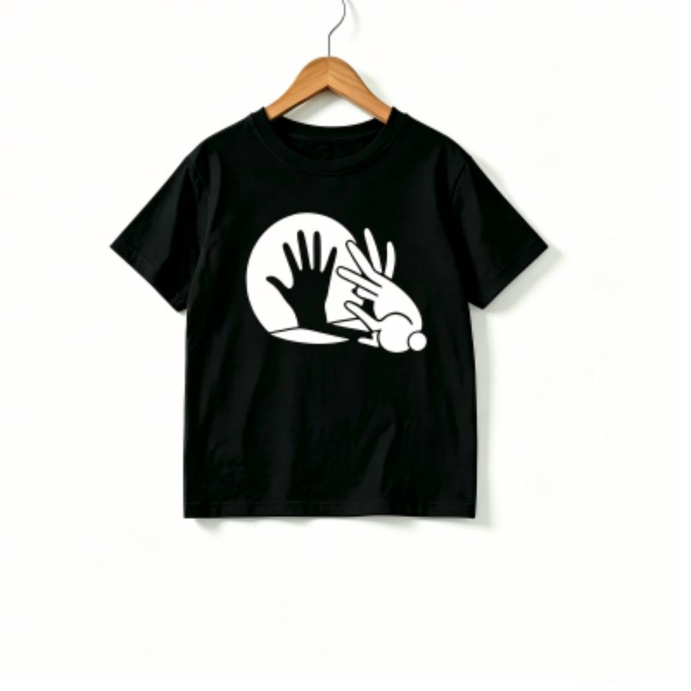 Rabbit Shadow Print Outdoor Street Kids T-shirt and Shorts Summer Home Casual Outfit Boy and Girl's Sports Set