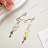 Artistic Style Butterfly Cute Pendant Phone Charm Rope Four Leaf Clover Key Chains Fashionable Beaded Keyring Ornament For Phone