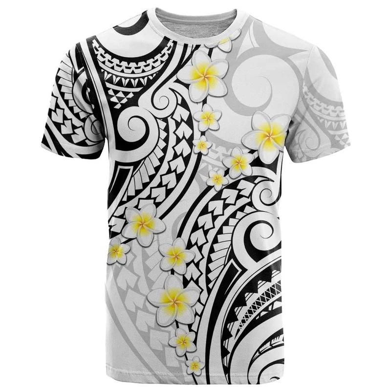 Men 7-colors Hibiscus 3D Printed O-Neck Short Sleeves Casual Oversized Street T-shirts Clothes Polynesian Tiki T Shirt For
