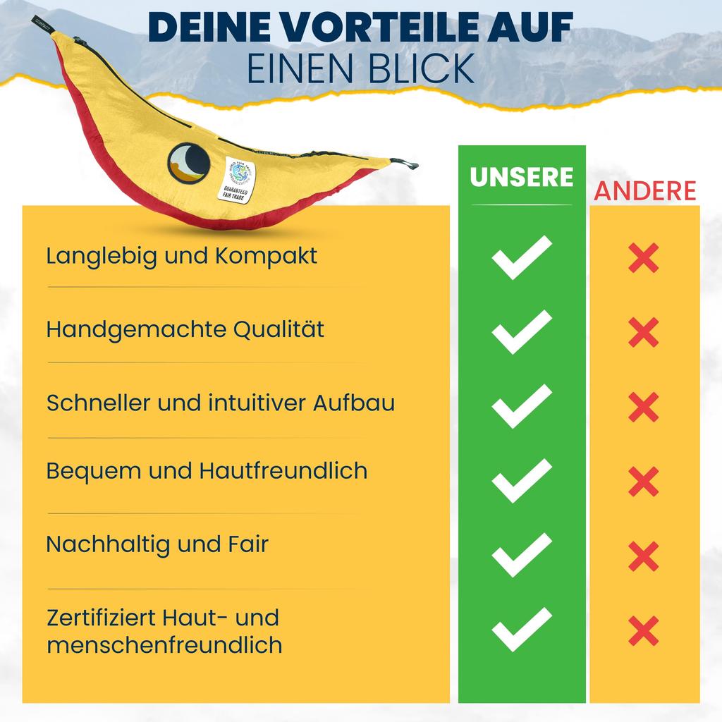 TICKETTOTHEMOON Ticket to The Moon Original Hängematte Express-Tasche S-Haken 320x200 cm Hängematte für 2 Personen + +