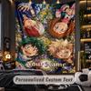 Tapiz de Pared Personalizado, Nombre Impreso Personalizado de My Hero Academia, Arte de Pared de Tela para Fondo de Habitación Interior