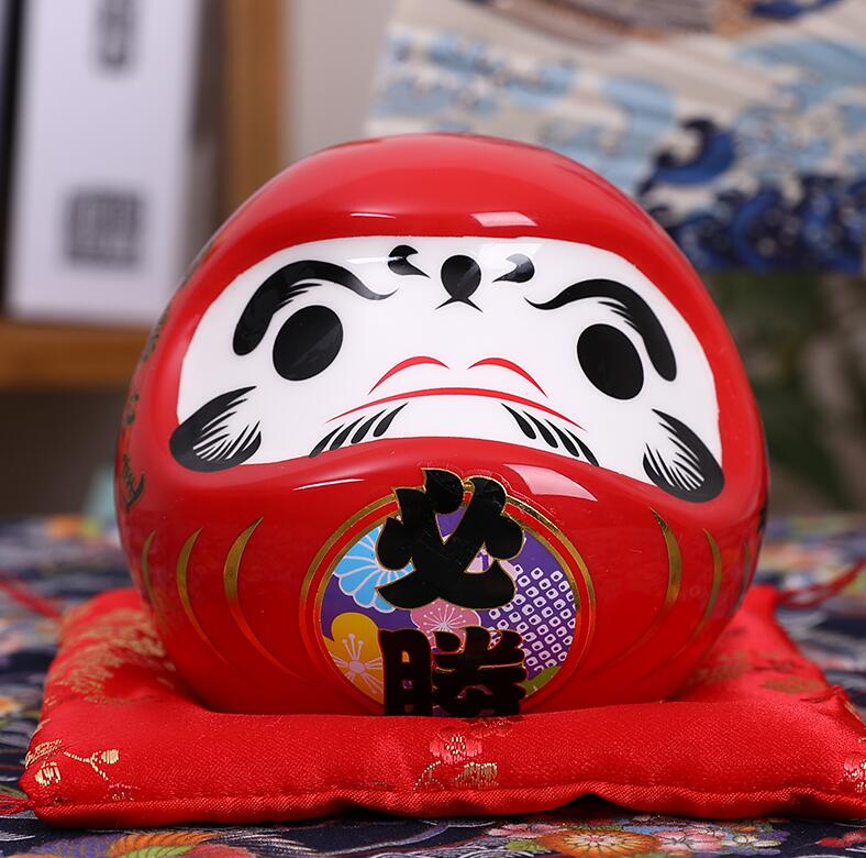 Japanese Ceramic Daruma Doll Lucky Cat Fortune Ornament Money Box Tabletop Feng Shui Craft Home Decor Crafts Gifts