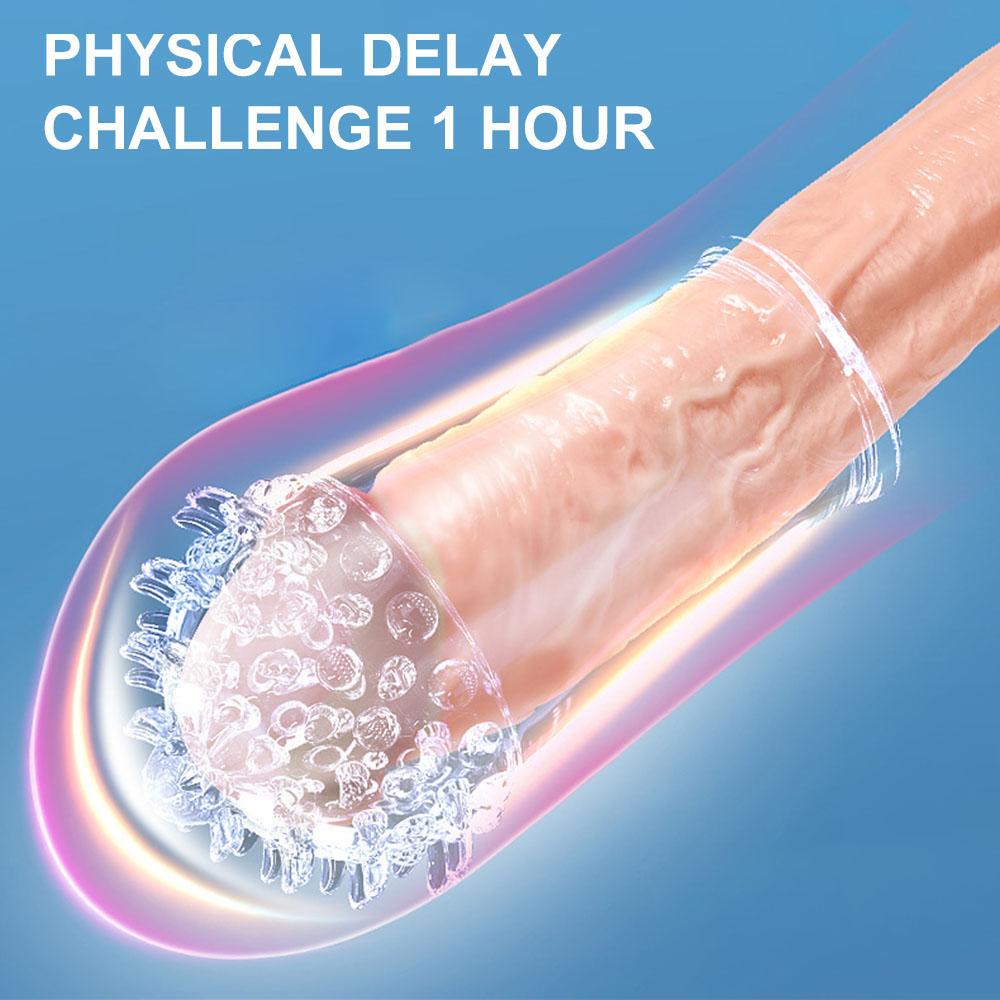Reusable Condom Penis Extender Sleeve Male Enlargement Time Delay Spike G Spot Clit Massager Cover Condoms Adult Sex Toy