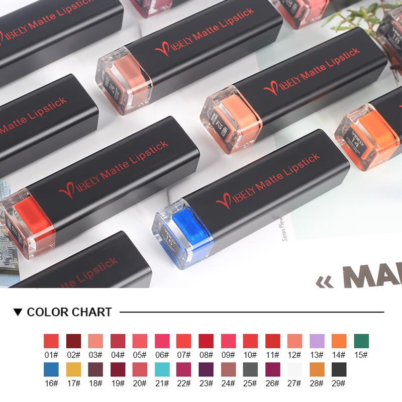 VIBELY Mattlippenstift Langanhaltend Wasserfest Transferfest Feuchtigkeitsspendend Nährender Lippenstift 29 Farbtöne