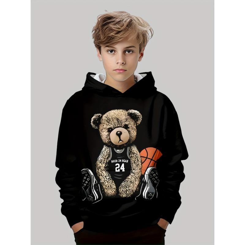 Ropa Infantil Niños Sudaderas con Capucha Manga Larga Oso Genial Estampado Ropa de Primavera Otoño para Niños Moda Exterior Ropa para Niñas Sudaderas