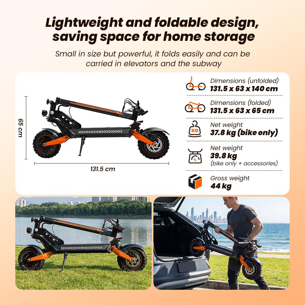 W12 Elektroroller 1500W*2 Doppelmotor 25Ah Akku 11'' Offroad-Reifen Doppelscheibenbremse Doppelfederung Geschwindigkeit 25KM/H Elektroroller