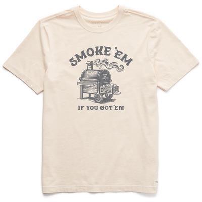 Life Is Good. Men's Smoke 'em Short Sleeve Crusher-LITE Tee, Putty White