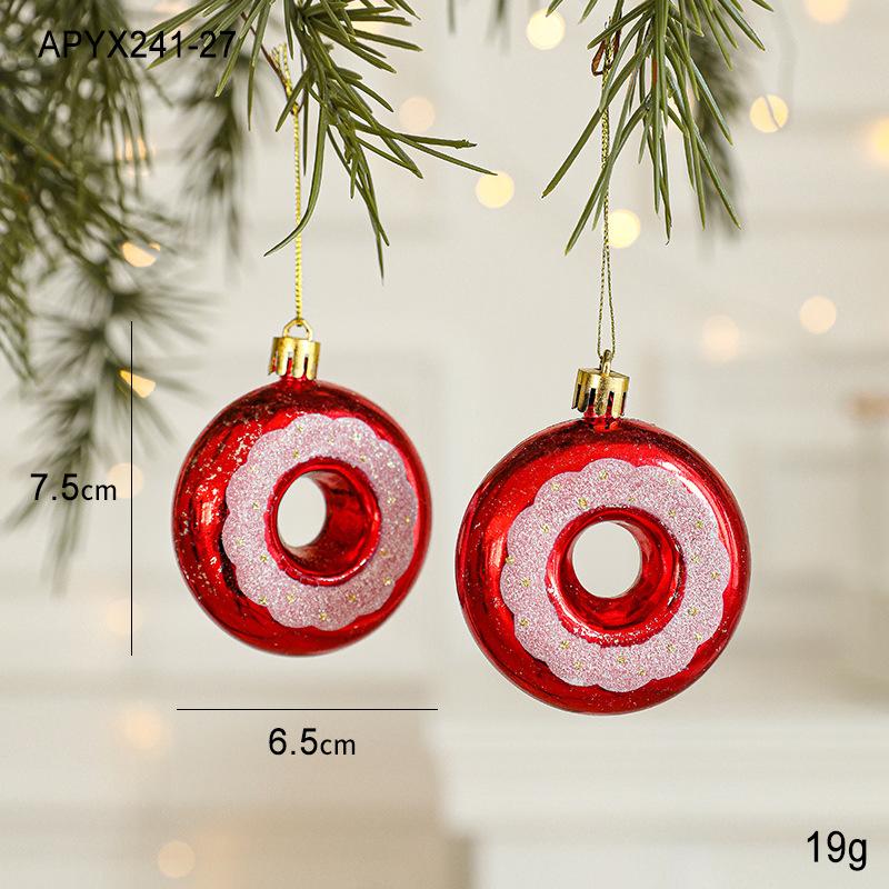 2Pcs Christmas Balls Ornaments Candy Cane Owl Christmas Tree Pendant Red And White Decorations Xmas  Year Home Party Decor