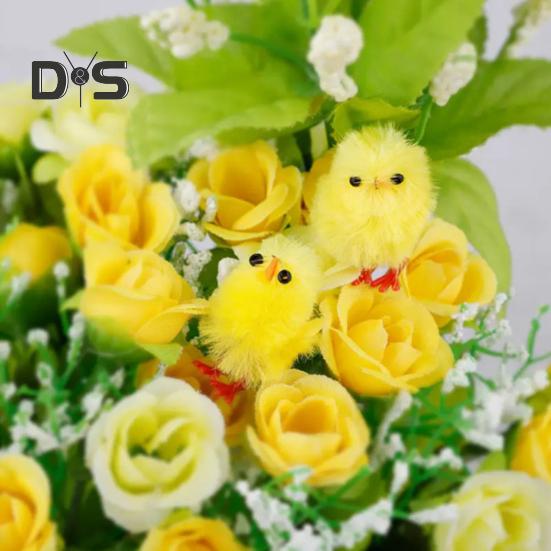 36 Pcs Easter Fur Chicks Mini Simulation Plush Chicks Small Colorful Fluffy Chicken Easter Basket Stuffer for Spring Home Garden Decor