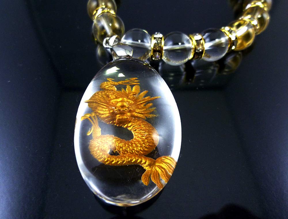 Embossed Dragon Crystal Pendant Natural Crystal Necklace 50cm Power Stone [Sekuki] 075_2