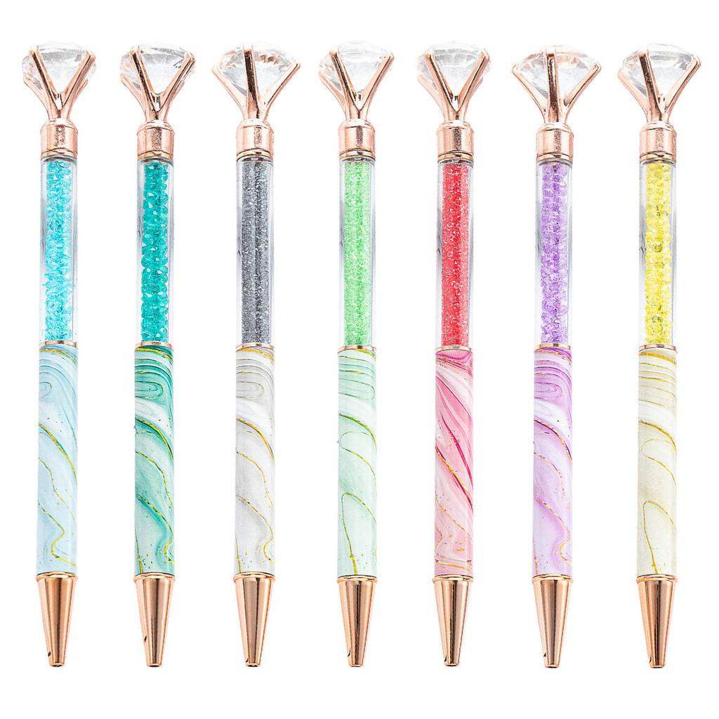 Diamond Ballpoint Pen Metal Ballpoint Pen Black Ink 1.0mm Bullet Tip Write Smoothly Refillable for Student Teacher
