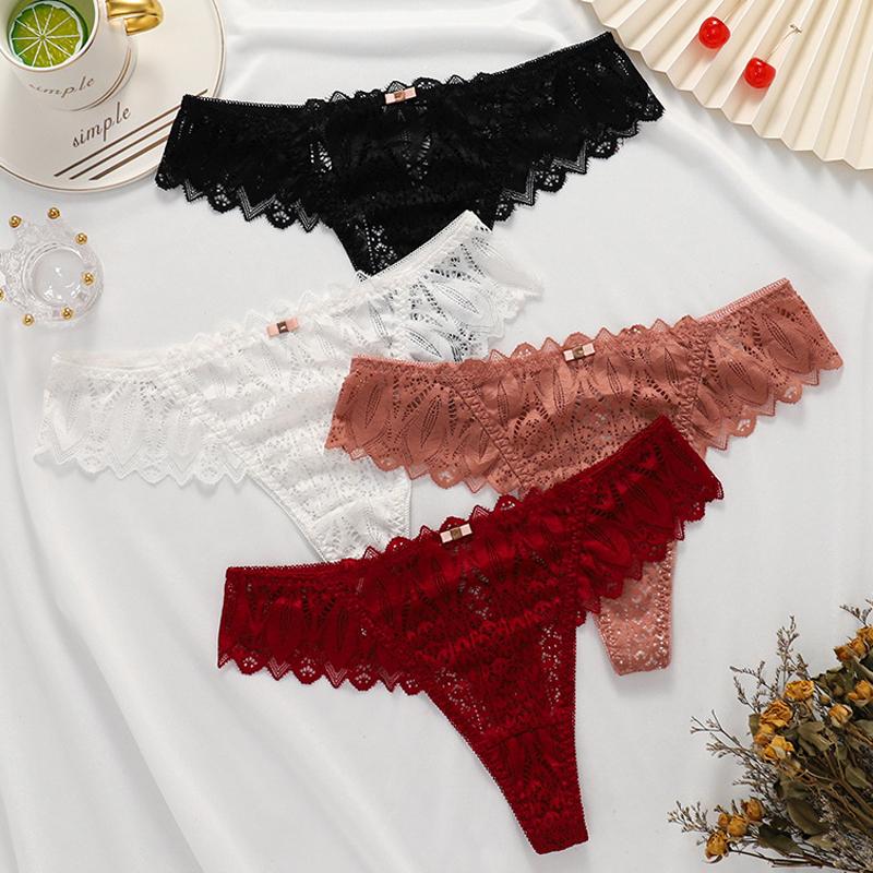 Women Sexy Lace Panties Low-waist G String Thong Underwear Female Hollow Out T-Back Lingerie Temptation Intimates