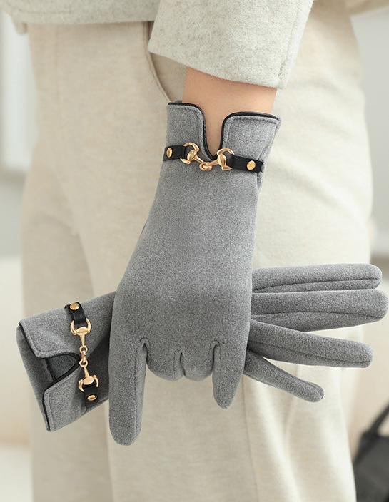 

Touchscreen Anti Freezing Anti Cold Warm and Windproof Cute Korean Version Student Cycling Outdoor Women Velvet Gloves One Size серый