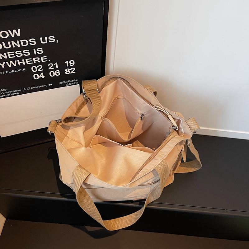 Nylon Tote Bag Women Casual Shoulder Bag with Zipper Pocket for Daily Use