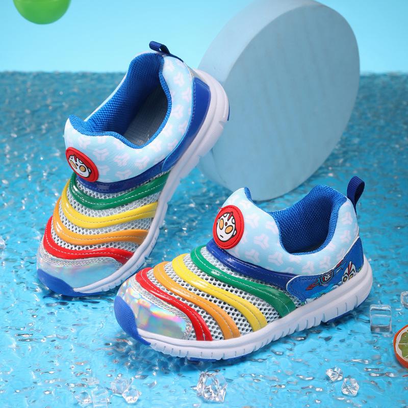 Boys shoes 2025 summer hollow single net classmates boys sports shoes middle older children caterpillar children's sports shoes