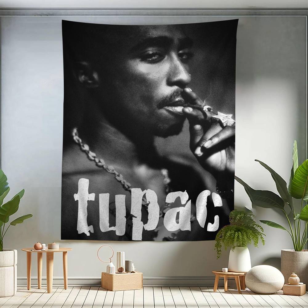 Rapper TTupac SShakur Cartoon Tapestry Art Science Fiction Room Home Decor Wall Hanging Sheets