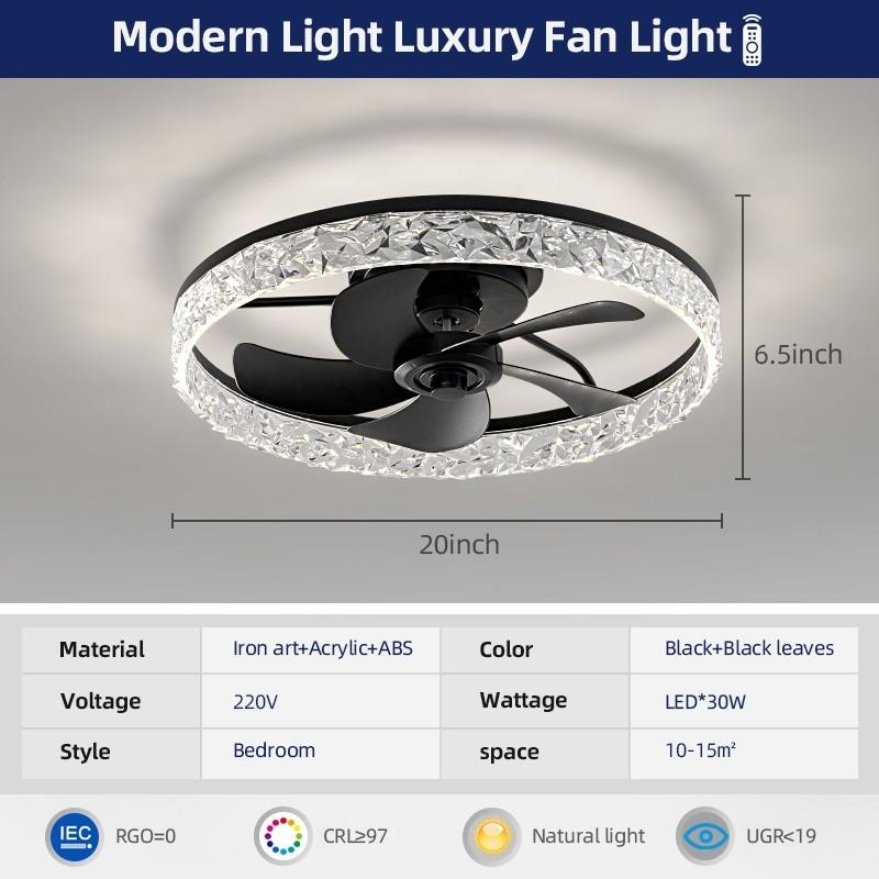 20 Inchs Adjustable Brightness LED Ceiling Fan Lamp DC Motor Ceiling Fan With Light Living Room Luxury Style Ceiling Fan