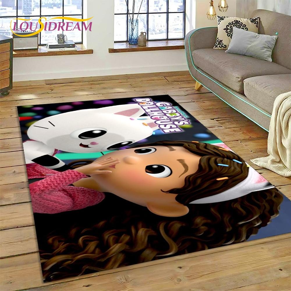 Cartoon Cute Gabbys Dollhouse Girl Rug Carpet for Living Room Bedroom Home Decor,Non-slip Decoration for Sofa Doormat Gifts Kid