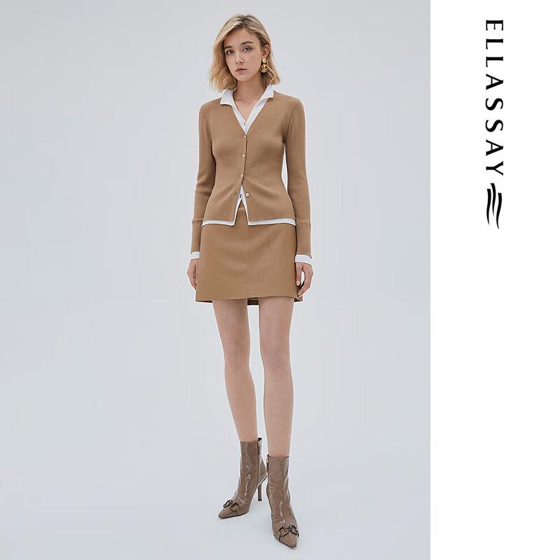 ELLASSAY Women's Faux Two-Piece Wool Knit Cardigan EWE333M01200