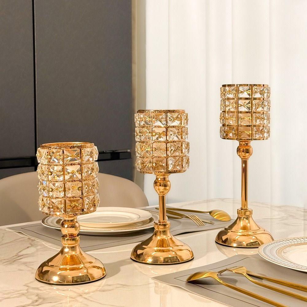 Vintage Crystal Candle Holder Luxury Candle Lantern Decorative Tea Light Holder  Christmas Decor