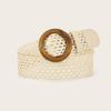 Round Buckle Waist Belt Straw Braided Belt Retro Woven Waistband  for Holiday