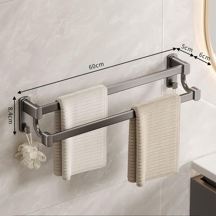 Stanzfreier Aluminium Doppelhandtuchhalter - Wandmontierte Badstange