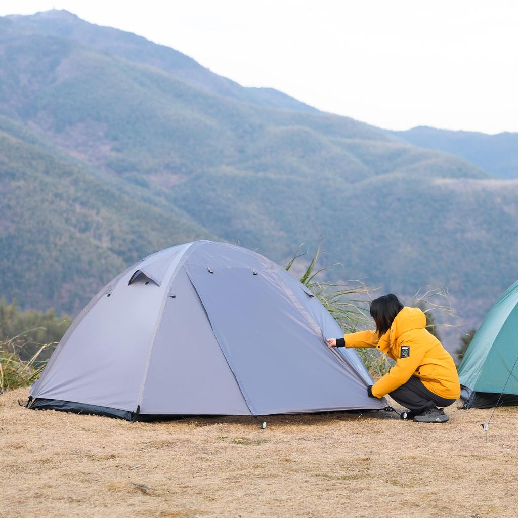 Tenplay Person Dome Tent for Solo and with Double Wall Lightweight Aluminum 3000mm Water Front and Rear and Includes Storage Easy Mesh Inner Insect