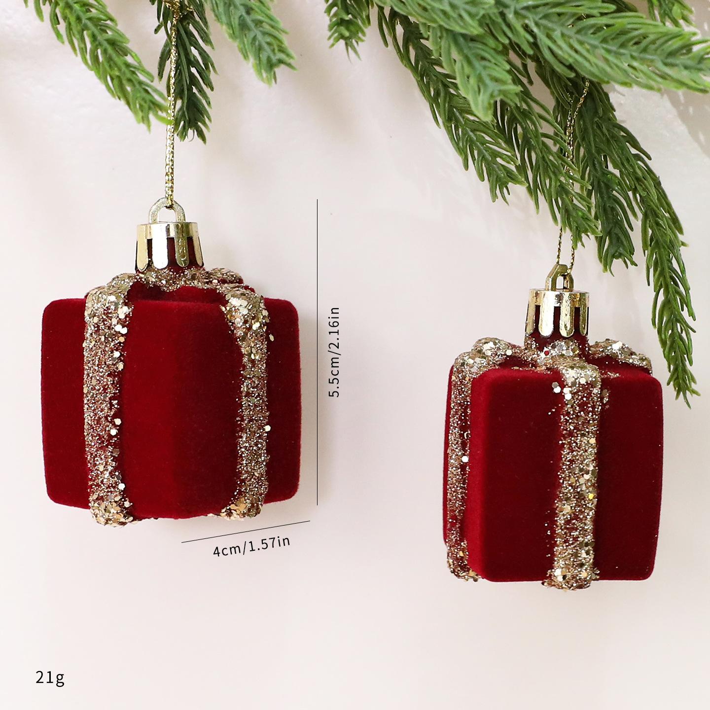 

Christmas Tree Ornaments Flocked, 2-Piece Shatterproof Decorations, Soft Hanging Balls for Xmas Holiday Home Party Supplies