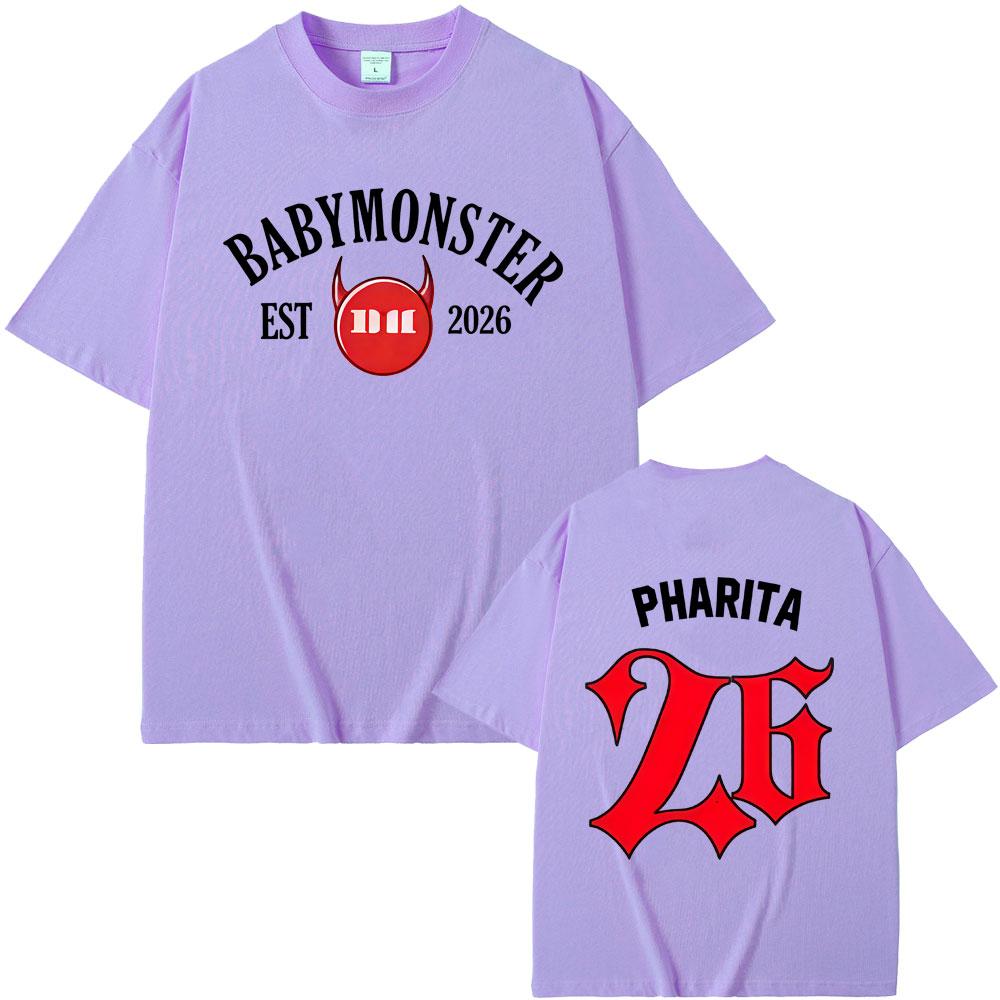 Babymonster 2026 Merch T-Shirt Ahyeon Asa Rami Rora Ruka Pharita Chiquita Grafik-T-Shirts Unisex Damenmode Popmusik T-Shirts