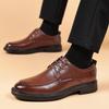 2024 Autumn New Leather Shoes Men's Summer Breathable Business Dress British Style Casual Soft-soled Black Men's Shoes