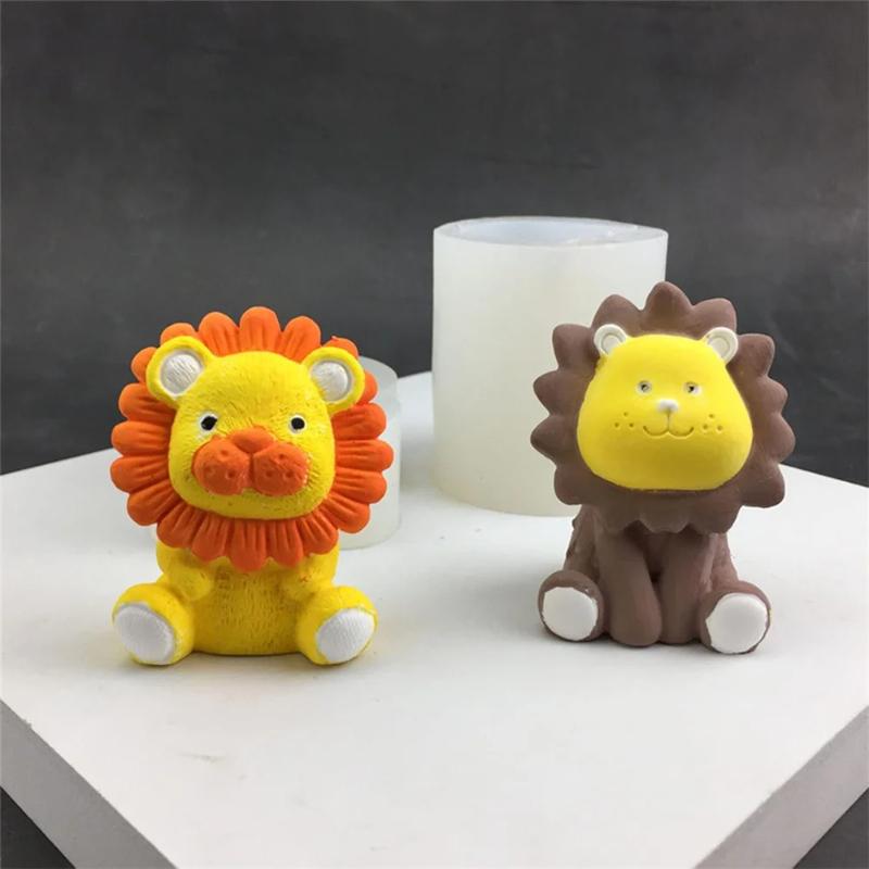 1PCS Cute Lionshaped Silicone Candle Mold,Handmade Soap,Lemongrass Therapy Cream,Glass Resin Making Set,DIY Home Decoration
