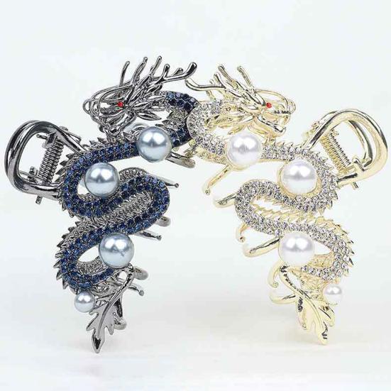 Women Hair Claw Chinese Style Dragon Shape Anti-slip Teeth Hair Clip Back Head Shark Hair Claw Hair Accessory