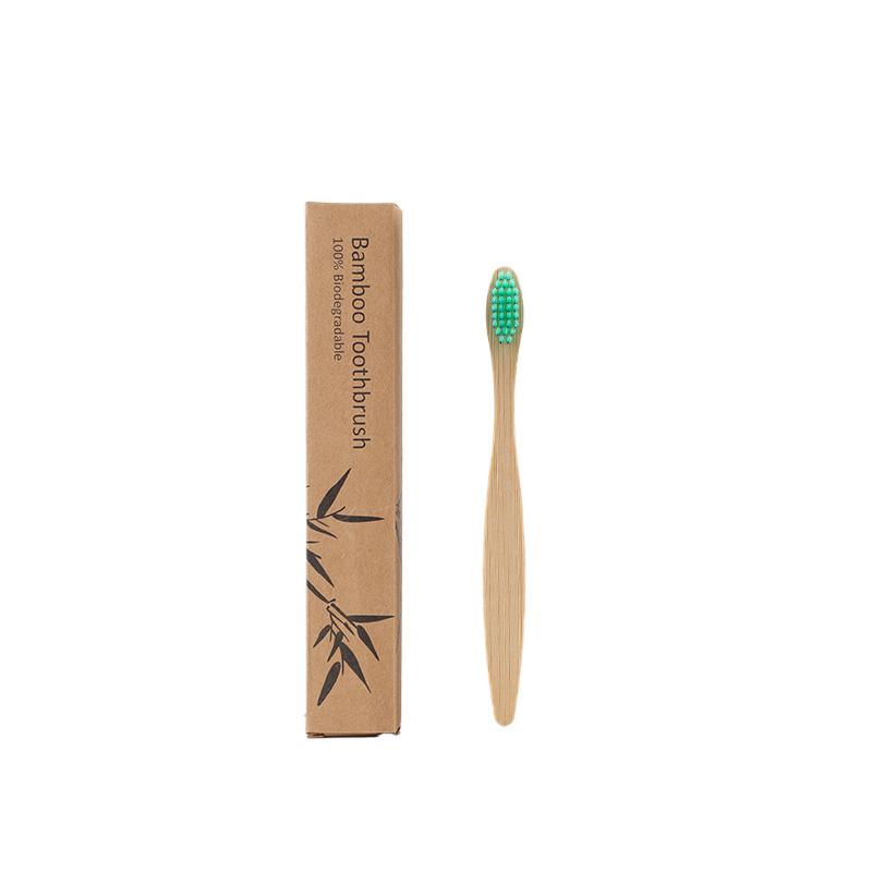 Ready Stock Custom Logo Packaging Kids Soft Natural BPA Free Biodegradable Kraft Box Bamboo Toothbrush