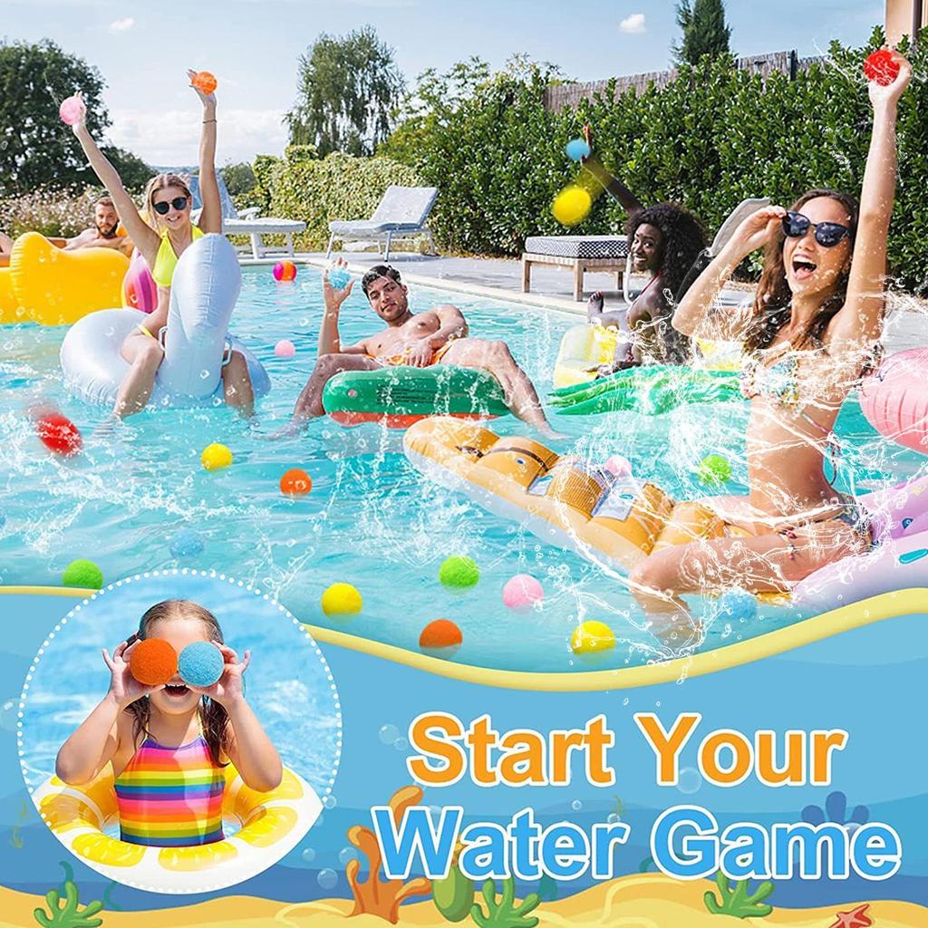 Balles d'Eau Jouet Balles Éponges d'Eau Réutilisables pour Piscine Ballons Trempeurs Portables Jouet Interactif pour Piscines Plage Jardin