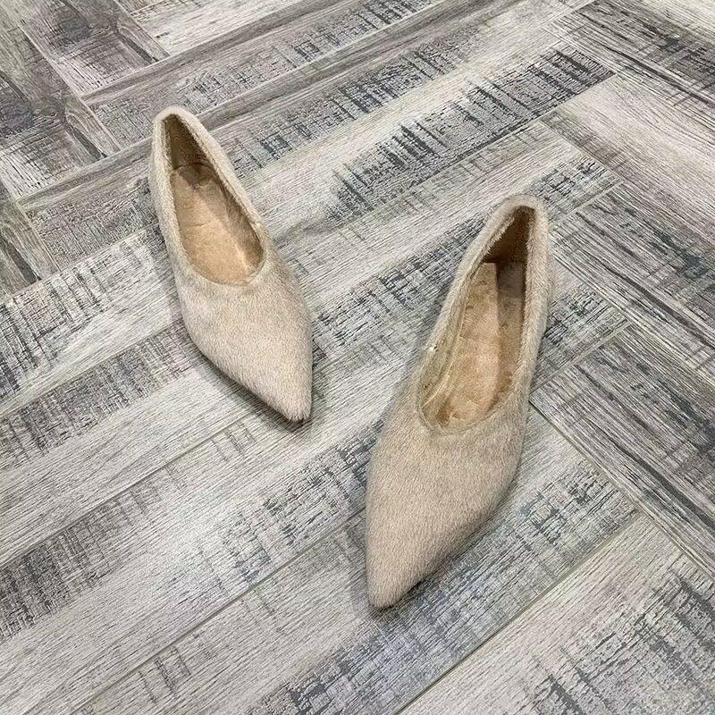 Warm Doudou Shoes Women's Outer Cotton Shoes New Autumn and Winter Versatile Velvet Flat Single Shoes Casual Fluffy Shoes